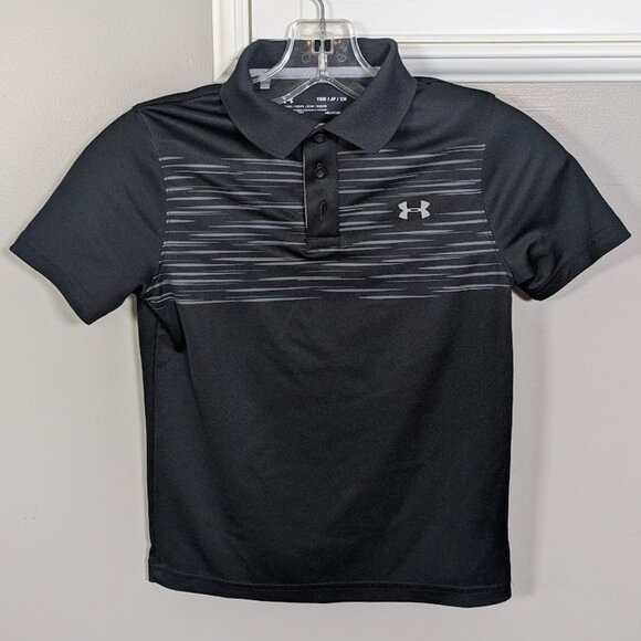 Under Armour Youth Small Black HeatGear Golf Polo Shirt Loose Fit YSM - Picture 1 of 8